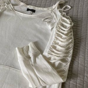 White cut out long sleeve sweatshirt